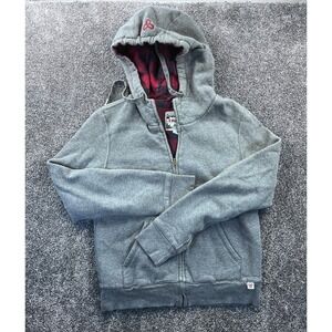 Tna Sweatshirt Womens M Plaid Fleece Lined Full Zip Hoodie Pocket Gray